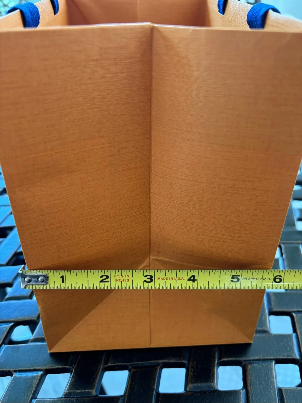 Authentic Louis Vuitton Orange Gift Bag with Blue Ribbon Handles